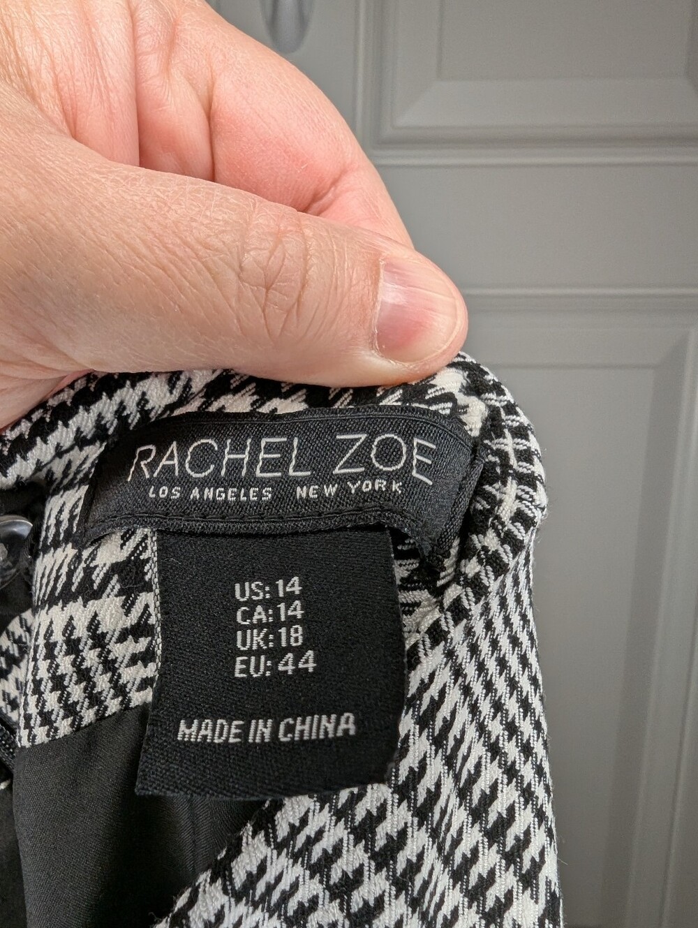 Rachel Zoe Black White Houndstooth Glen Plaid Mini Skirt Size 14 Lined Back Zip - Picture 4 of 5